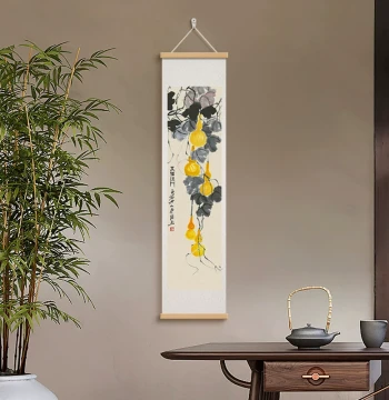 Qi Baishi 'Five Blessings at the Door' Decorative Wall Art for Living Room, Entryway, Tea Room, Study, or Office – Ink Wash Scroll Painting