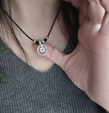 Peace and Wealth Solid 999 Sterling Silver Peace Buckle with Coin Inlay Pure Silver Pendant Black Cord Necklace Unisex Hanging Charm