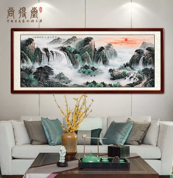Timeless Hand-Painted Chinese Landscape Painting for Living Room, Traditional Decor with 'Mountain Backing' Motif, Authentic Artwork for Office