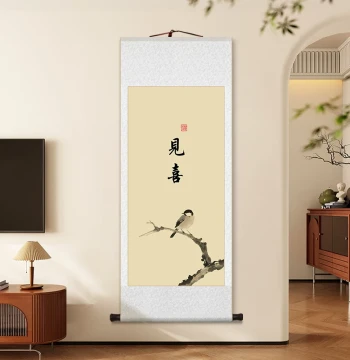 Jianxi Jianshan Zizai DeXian Scroll Painting: New Chinese Zen Art for Living Room, Study, Tea Room, and Entryway