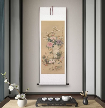 'Sui Chao Qing Gong Tu' Chinese Style Ink Scroll Painting for Living Room, Study, Tea Room, or Entryway Decor