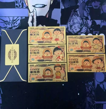 Classic Anime: Chibi Maruko-chan Commemorative Gold Foil Banknote - Collectible Plastic Currency