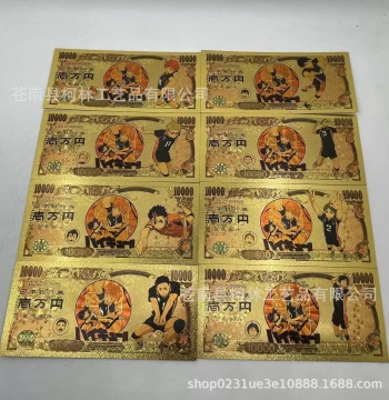 8 Styles 2022 Plastic Gold Foil Haikyuu!! Yen Commemorative Coin, Gold Foil Bill, Creative Plastic Currency