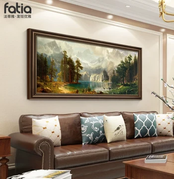 Hand-Painted Oil Painting Living Room Wall Art Treasure Bowl Landscape American Sofa Background Wall Decor European Style Scenic Mural