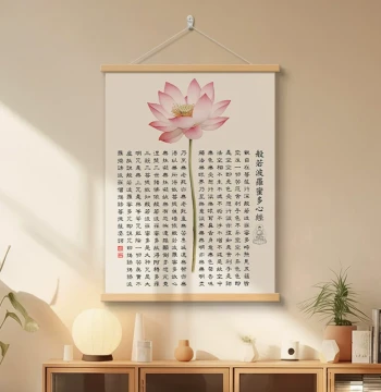 Heart Sutra Calligraphy Wall Scroll for Living Room, Study, or Tea Room Zen Decor