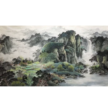 Custom Pure Hand-painted Mountain and Water Painting Made-to-order Traditional Chinese Painting Rising Sun in the East Living Room Office Chinese Style Decorative Art Handmade Original