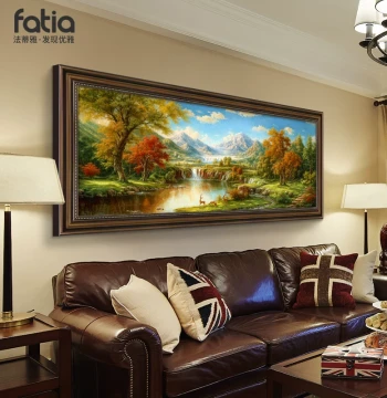 Hand-Painted Landscape Oil Painting for Living Room – Sofa Background Wall Art, 2026 New European-Style Premium Mural