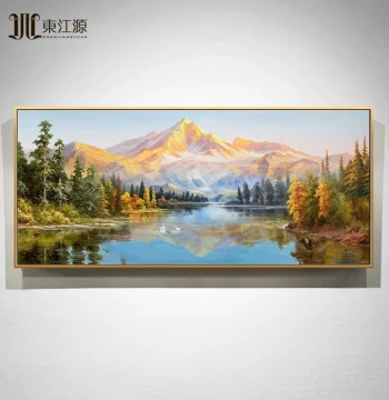 Sunshine on Golden Mountain Hand-Painted Oil Landscape Scenery Treasure Bowl Living Room Decor, European Style Mural Wall Art, Dafen Village