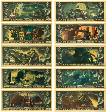 DC Heroes Commemorative Banknote – Batman Gold Foil Plastic Collectible Currency Gift