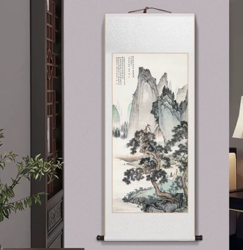 Famous Artist Calligraphy and Landscape Painting, Chinese Style Living Room Decor, Office Scroll Wall Art, Study, Tea Room Mural, Entryway Picture