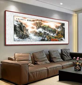 Hand-Painted Chinese Landscape Painting – 'Abundant Fortune' Artwork for Living Room and Office Decoration