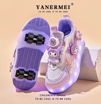 Kuromi Girls' Heelys - 2026 New Four-Wheel Flying Shoes for Elementary Students, Roller Skates, and Ice Skates