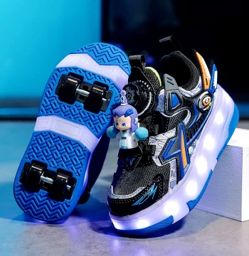 Ao Bing Boys' Heelys Invisible Four-Wheel Flying Shoes Light-Up Wheeled Learning Shoes for Elementary Students Children's Rolling Skates