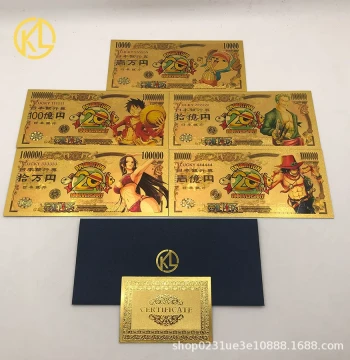 12+5 Styles Plastic Gold Foil One Piece Japanese Yen Commemorative Coins - Five Emperors Gold Foil Banknotes and Creative Plastic Currency
