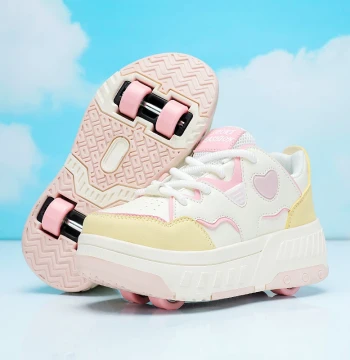 Girls' Heelys Shoes, Children's Four-Wheel Detachable Roller Skates, Student Sports Flying Shoes, Girls' Ice Skates