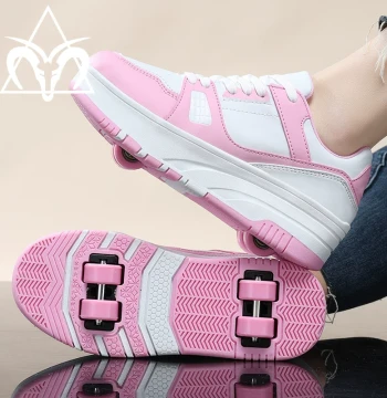 Light-Up Shoes for Girls - Invisible Detachable Four-Wheel Roller Sneakers for Boys and Students