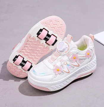 Girls' Roller Skating Heelys with Hidden 4 Wheels - 2026 New Kids' Ice Skates, Flying Roller Shoes, Student Athletic Shoes