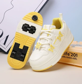 Girls' Heelys Sneakers Hidden Four Retractable Wheels Kids Roller Skates Elementary School Boys Walkable Wheel Shoes