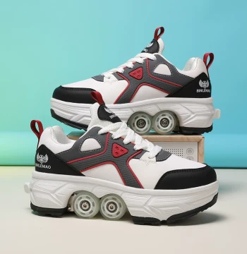 Hot Selling Four-Wheel Retractable One-Button Switch Heelys for Men and Women, Adult Roller Skating Sports Shoes
