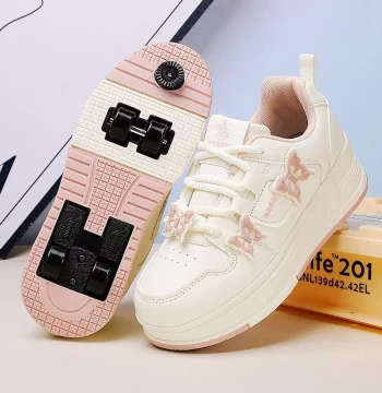 Girls' Heelys Roller Skates Four-Wheel One-Button Retractable with Brake Kids' Sports Invisible Flying Sneakers