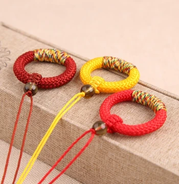 Handmade Ring Buckle Lanyard for Phone, Amber, Jade, Car Keychain Pendant and Handheld Charm