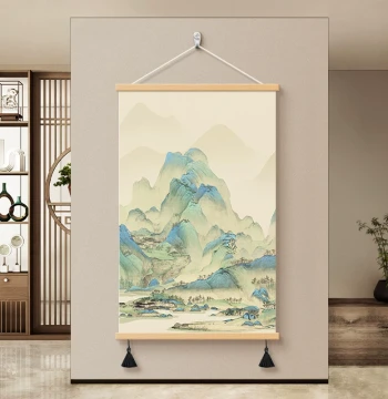 New Chinese Style 'A Thousand Li of Rivers and Mountains' Entryway Decorative Painting, Corridor End Wall Art, Traditional Landscape Scroll Mural