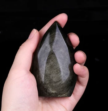 Premium Natural Obsidian Hand Piece - Raw Stone Ornament for Men, Desktop Decor and Pocket Plaything