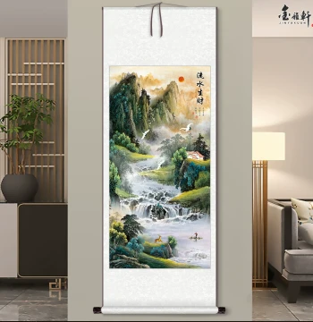 Chinese Painting Rising Sun Landscape Backing Mountain Art New Chinese Style Vertical Wealth-attracting Entryway Scroll Wall Hanging
