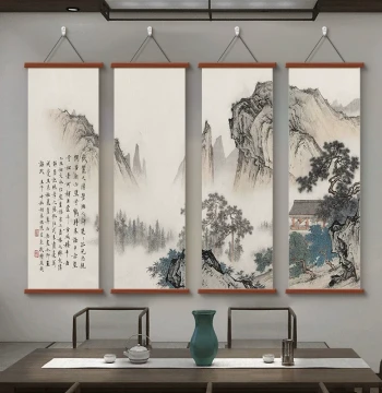 New Chinese Style Landscape Wealth Painting - Wall Decor Set for Living Room, Study, Tea Room, and Office