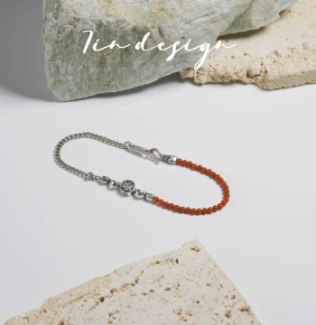 7in [Millennium] Original Niche Design Retro Star Hand Jewelry, Beaded Southern Red Spliced s925 Silver Bracelet