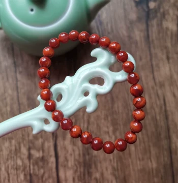 Natural Liangshan South Red Agate Bracelet - Ox Blood Red with Flame Pattern from Sichuan