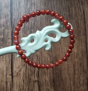 Southern Red Agate Single-Loop Bracelet, Ox-Blood Red & Rose Red Round Beads, Natural Raw Liangshan Mine Creative Flame Pattern Handchain