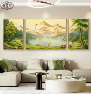 Cornucopia Living Room Wall Art, Dafen Village Hand-Painted Oil Painting, Grand Landscape Mural for Sofa Background