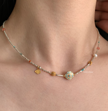 Yangui Original 'Ruoxi' National Style New Chinese Southern Red Agate Turquoise Clavicle Chain Versatile Niche Handmade Necklace