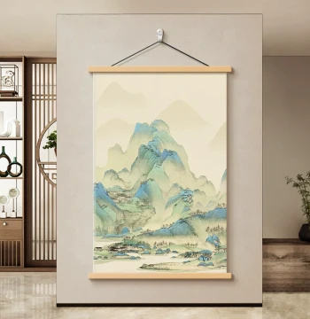 New Chinese Style 'A Thousand Li of Rivers and Mountains' Entryway Wall Art, Corridor End Landscape Painting