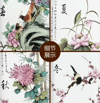 Fast Shipping Plum, Orchid, Bamboo, Chrysanthemum Ceramic Painting, Hand-Painted Landscape Jingdezhen Porcelain Panel Art for Home Living Room Sofa Background Wall Decoration