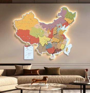 Illuminated China Map Spliced Wall Art - 3D LED Light Painting for Office and Living Room