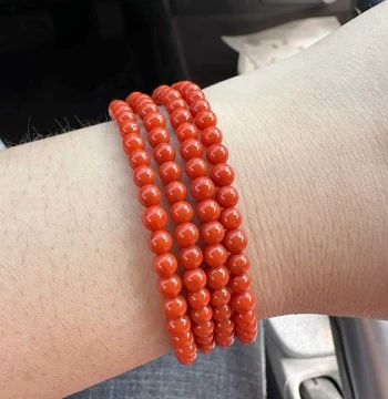Premium Natural Sichuan Material Full Color and Full Flesh Southern Red Agate Semi-Finished Multi-Loop Chain, Women's Southern Red Agate Bracelet Jewelry