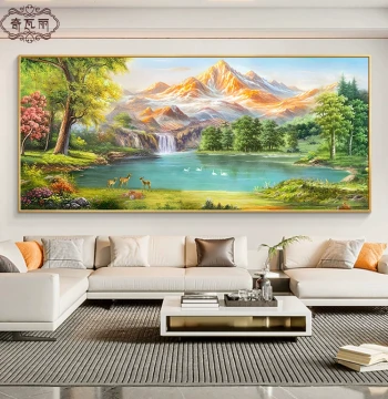Treasure Bowl Living Room Decor Painting, Hand-Painted Landscape Oil Art for Sofa Background Wall, Light Luxury Premium Feel 2026 New Collection