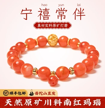 Pulaifu [Xining] Southern Red Agate Bracelet for Women, Ben Ming Nian Direct from Putuo Mountain with Free Blessing Gift