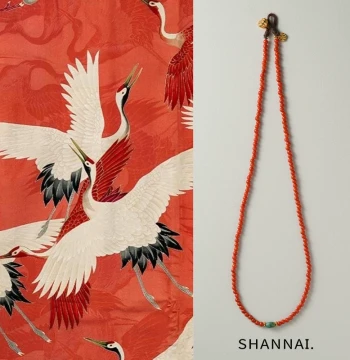 shannai Original 'Persimmon Good Fortune' Natural Red Agate Necklace with Turquoise - New Chinese Style Sweater Chain for Women
