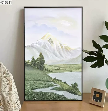 Hand-Painted Sunlit Golden Mountain Textured Canvas for Living Room Sofa Background, Frameless Decorative Landscape and Scenery Art for Entryway
