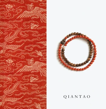 QIANTAO 'Zhaoning' Original High-Grade Natural Southern Red Agate Bracelet with Cultivated Qinan Agarwood - Gift Ready