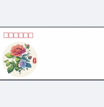 Chinese Rose Art Envelope, 140g Thickened Philatelic Mailed Envelope
