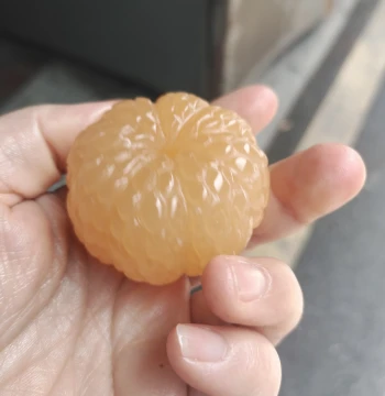 Orange Jade 'Manchu-Han Imperial Feast' Tangerine Ornament - Collectible Handheld Piece, Tea Pet, Craft Decoration, and Gift