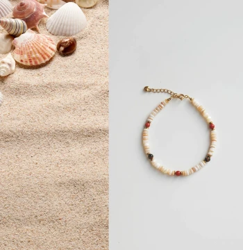 QIANTAO "Sunset" Original Natural Shell Tiger Eye Stone South Red Agate Multi-gem Bracelet, Premium Gift for Women