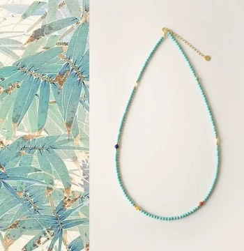 QIANTAO "Yunshu" Original New Chinese Style Optimized Blue-Green Turquoise and Southern Red Agate Multi-Gem Necklace Clavicle Chain Gift