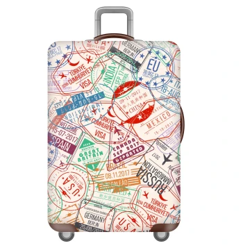 Travel Stamp Elastic Luggage Cover - Durable Dust-Proof Protector Suitcase Sleeve for Carry-On and Checked Bags