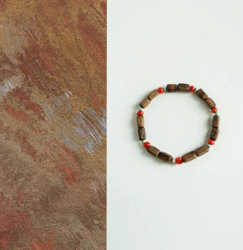 QIANTAO "Chunye" Natural Nha Trang Ky Nam Agarwood Bracelet with Turquoise and Southern Red Agate, Multi-Gem Couple Gift