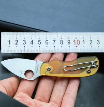 Outdoor Fruit Knife PEI Amber Stainless Steel Folding Knife EDC with Pocket Clip Pocket Knife Mini Tool Small Knife